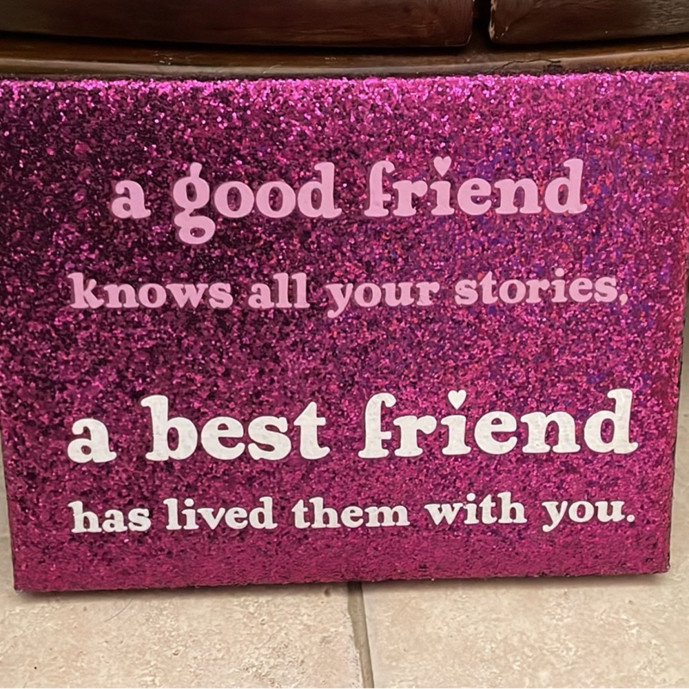 Pink Glitter Wall Art - Friendship Quote